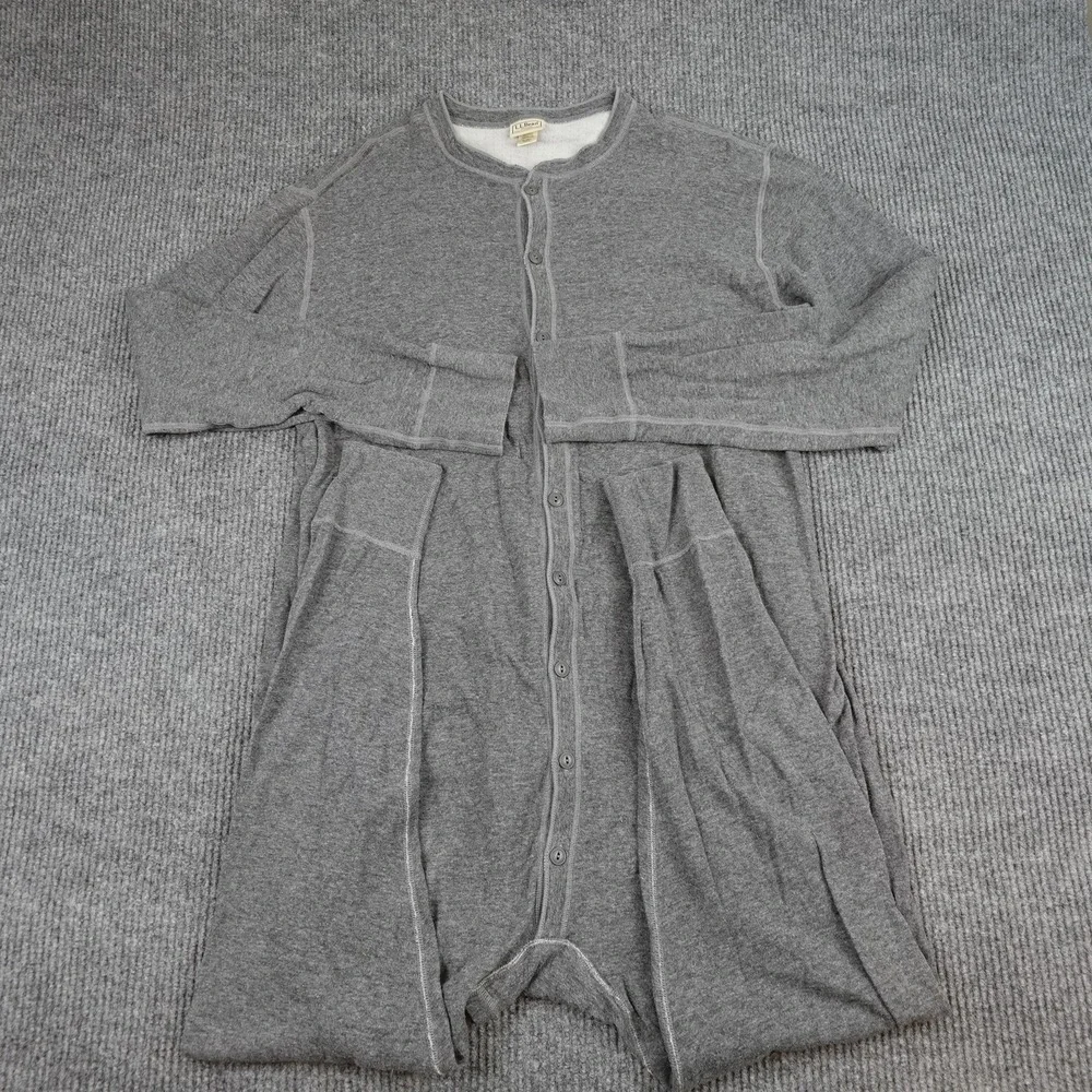 L.L. Bean Union Suit Mens XL Tall Gray Thermal Underwear Canada Long Johns